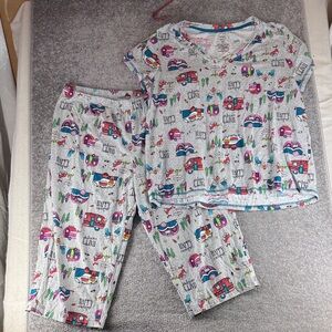 Secret Treasures Pajama PJs Set Happy Camper Camping Womens XL Gray Pants